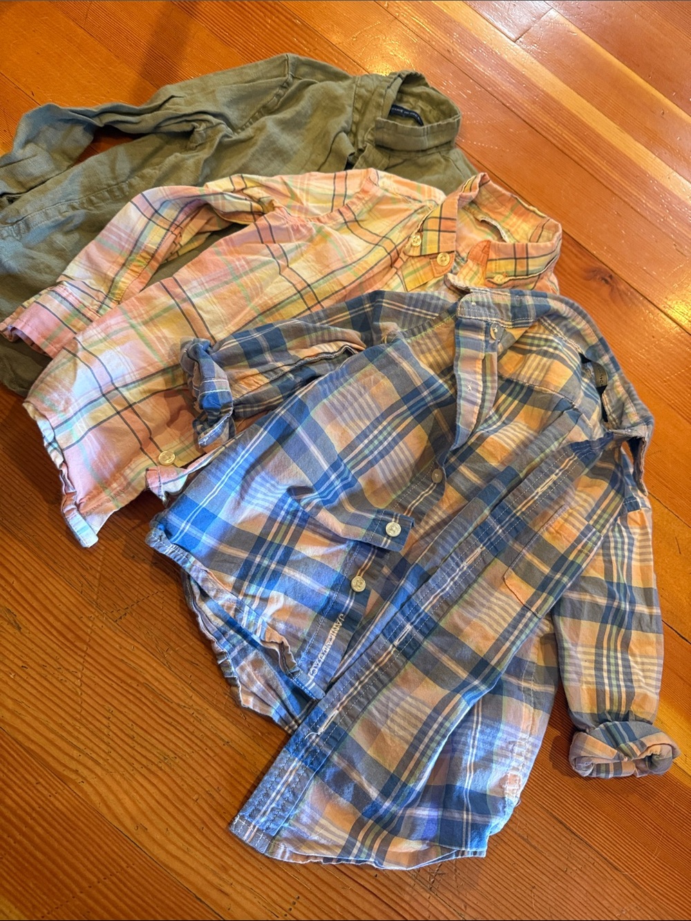 Janie and Jack Plaid Button-Down Shirts in Blue, Pink, and Olive